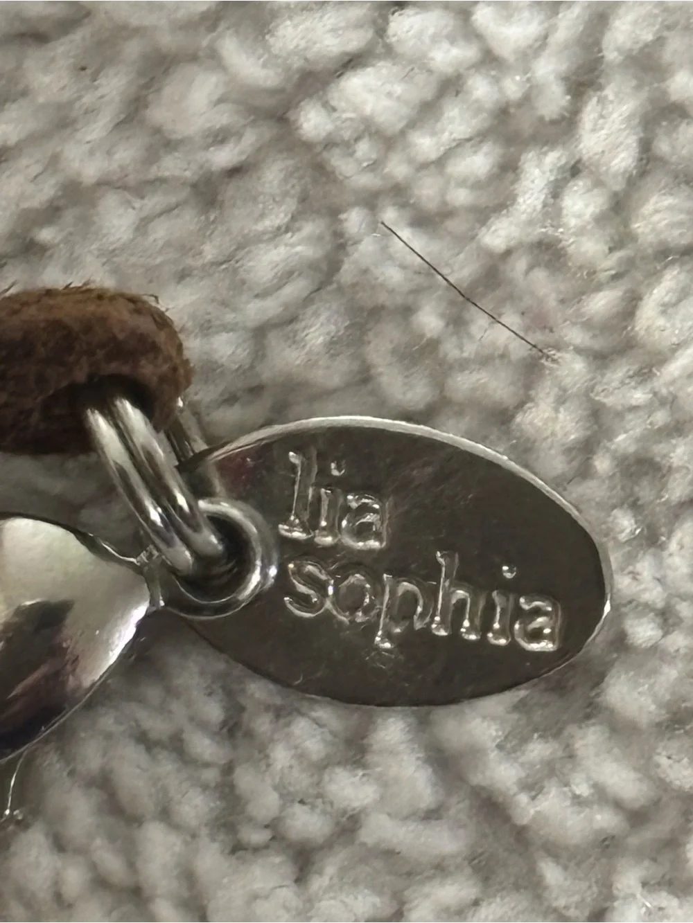 Lia Sophia Alex Y-Drop Necklace Leather Cord Crystals Earthtone